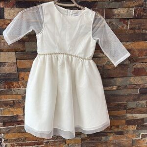 Elegant Little Angels White with Gold Accent Girls Dress Perfect for Christmas!
